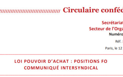LOI POUVOIR D’ACHAT : POSITIONS FO – Sujet Inflation –